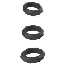 Hidden Desire Lot de 3 Cockrings Silicone Heavy C-Ring Noirs